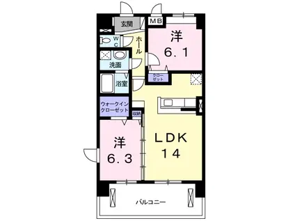 ボニート春日部(2LDK/4階)の間取り写真