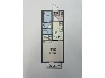 アビタシオン宮崎台(1DK/2階)の間取り写真