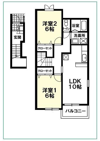 アーバニズム25C(2LDK/2階)の間取り写真