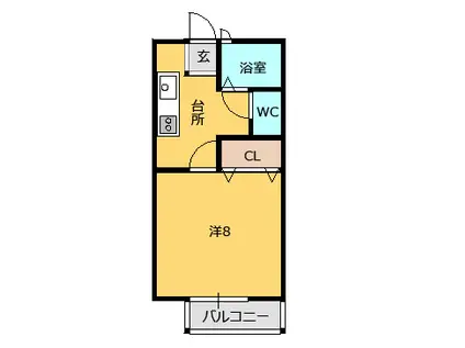 ウインディア松山B(1K/2階)の間取り写真