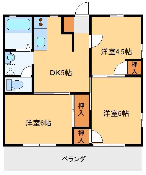 クレベール(3DK/1階)の間取り写真