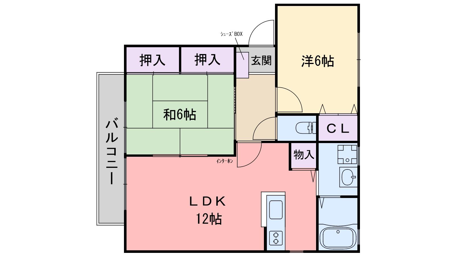 メルベーユC(2LDK/2階)の間取り写真