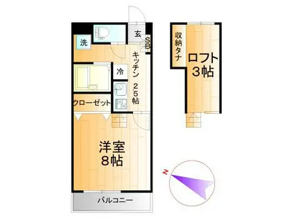 コンフォートII(1K/2階)の間取り写真