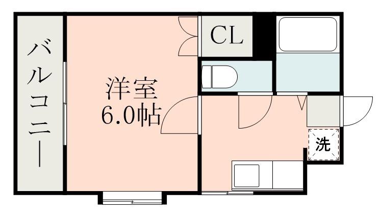 鹿児島市電谷山線 荒田八幡駅 徒歩4分 5階建 築32年(1K/2階)の間取り写真