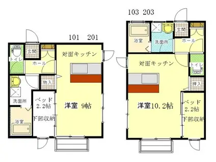 スペラーレ(1K/2階)の間取り写真