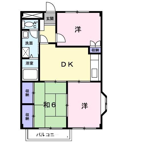エグゼサカエA(3DK/2階)の間取り写真