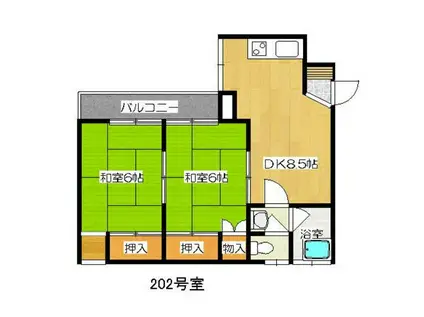 花神ビル(2DK/2階)の間取り写真