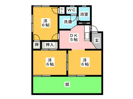 グリーンライフ(3DK/1階)の間取り写真