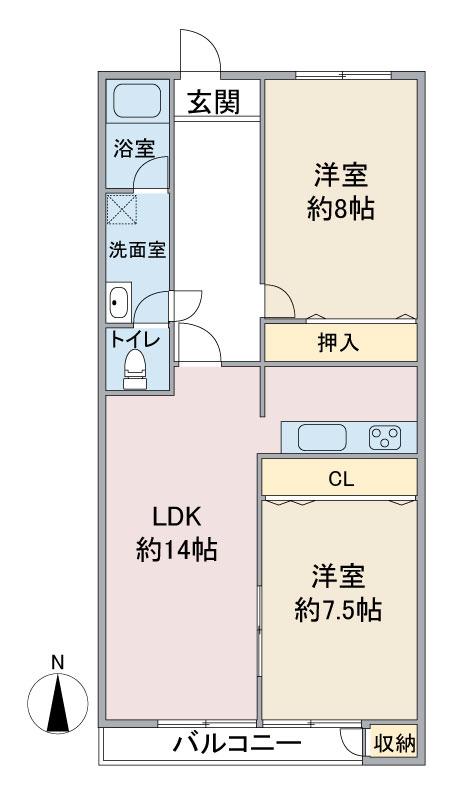 メゾン親名(2LDK/2階)の間取り写真