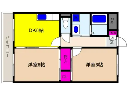 ルミエールコート(2DK/3階)の間取り写真