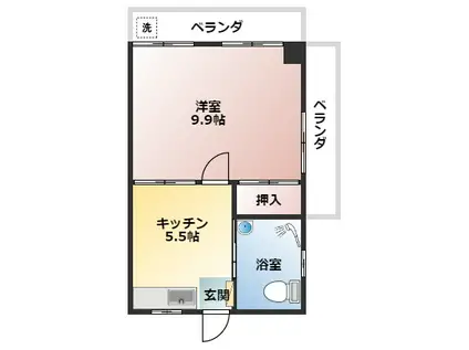 尚平ビル(1K/5階)の間取り写真