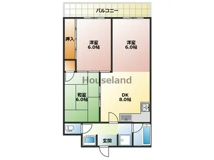 みきまちガーデンハイツ(3DK/6階)の間取り写真