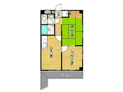 パサージュ高砂(2DK/3階)の間取り写真