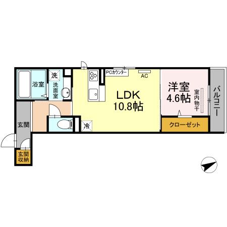 アネシス寺家 A棟(1LDK/3階)の間取り写真