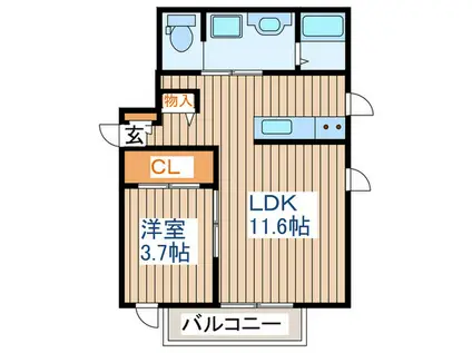 ヴィラージュ(1LDK/1階)の間取り写真
