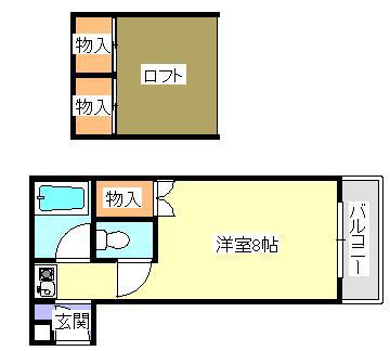 アプティ2番館(1K/3階)の間取り写真