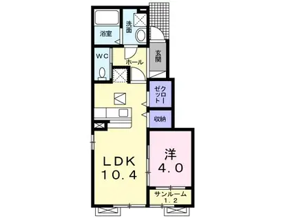 プリート フィオーレII(1LDK/1階)の間取り写真