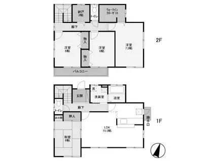 双葉町貸(4SLDK/1階)の間取り写真