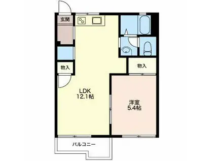 フラッツ・ゆうB(1LDK/2階)の間取り写真