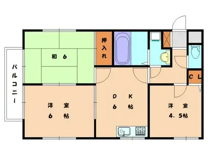ベルハウス自由ヶ丘Ⅰ(3DK/2階)の間取り写真