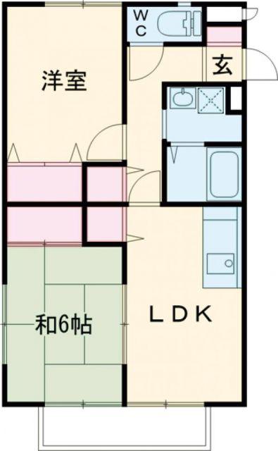 ヴィラコート(2LDK/2階)の間取り写真