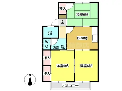 スリーゼ鈴東B(3DK/1階)の間取り写真
