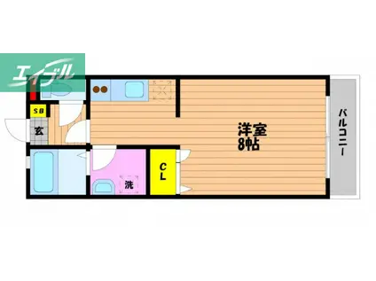 コーポレイバンII(1K/1階)の間取り写真