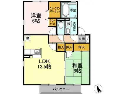 リビングタウン小森野弐番館(2LDK/2階)の間取り写真