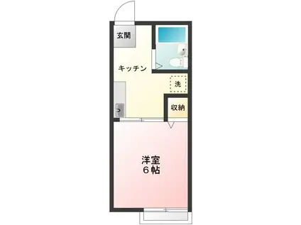 シティハイムメヌエット(1K/2階)の間取り写真