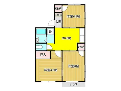 メゾン森(3DK/1階)の間取り写真