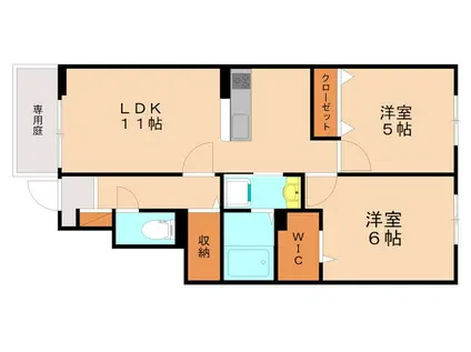 ARIES名島(2LDK/1階)の間取り写真