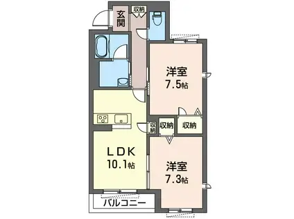 フローラ真和2番館(2LDK/3階)の間取り写真