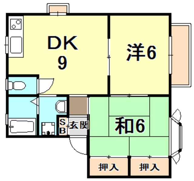チェルシー(2DK/1階)の間取り写真