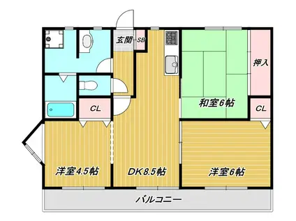 ドメスティック南光荘(3DK/3階)の間取り写真