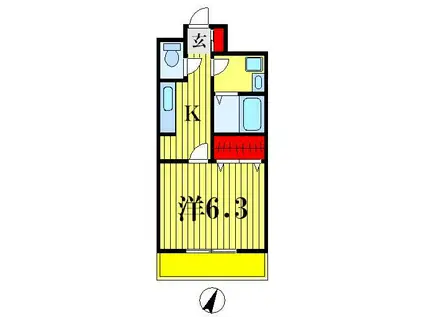 ソレイユ ルブァン(1K/1階)の間取り写真