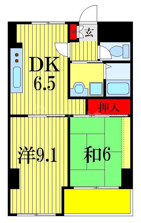 グランドパレス大久保(2DK/4階)の間取り写真