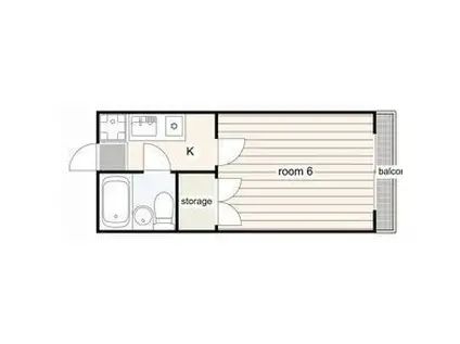 アジョイン日光 A棟/B棟(1K/2階)の間取り写真