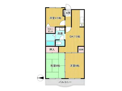 リューデスハイム(3DK/4階)の間取り写真