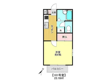 ヴィラネル田園調布(1K/1階)の間取り写真