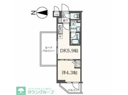 ハーモニーレジデンス東新宿(1LDK/3階)の間取り写真
