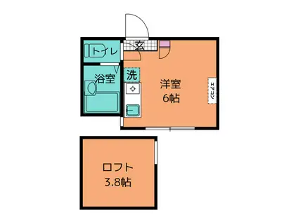 ユナイト追浜 ロベール(ワンルーム/1階)の間取り写真