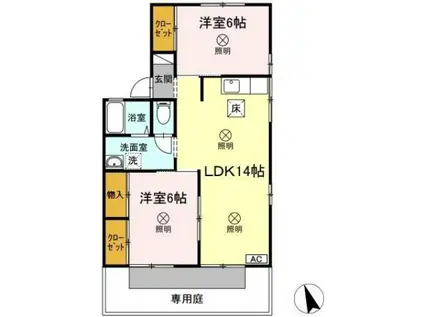 セジュール大田A棟(3DK/1階)の間取り写真