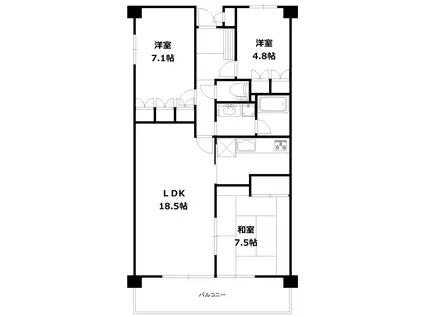 アーバンディラわらび(3LDK/2階)の間取り写真