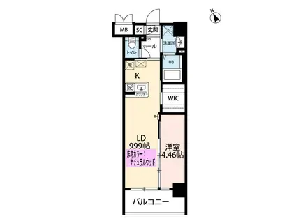 ウィングス三郎丸(1LDK/5階)の間取り写真