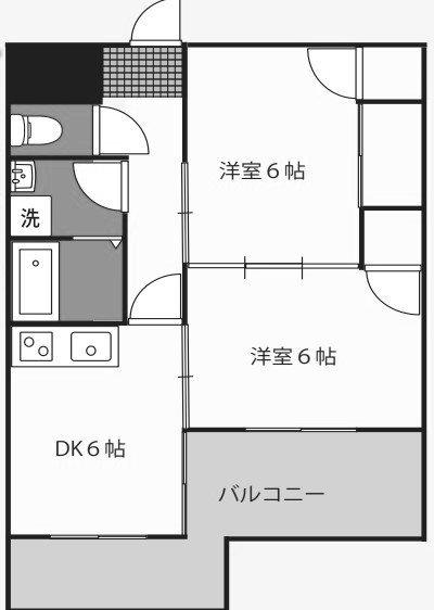 グランドメゾン大津和(2DK/2階)の間取り写真