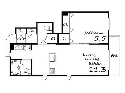 フェリーチェカーサ下戸田(1LDK/1階)の間取り写真