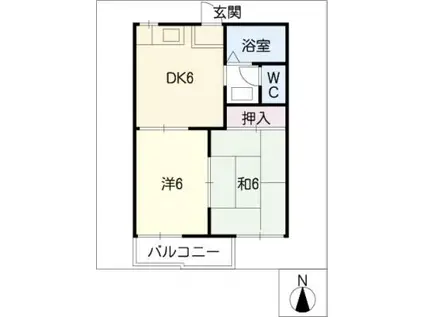 サンシャインイワタ(2DK/1階)の間取り写真