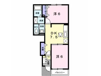 グラン・ラ・レブ(2DK/1階)の間取り写真