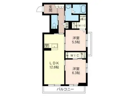 サン ヒルズII(2LDK/2階)の間取り写真