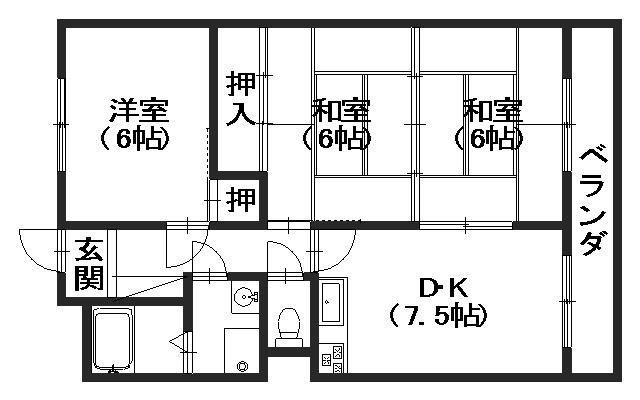 ヨシハラビル(3DK/1階)の間取り写真
